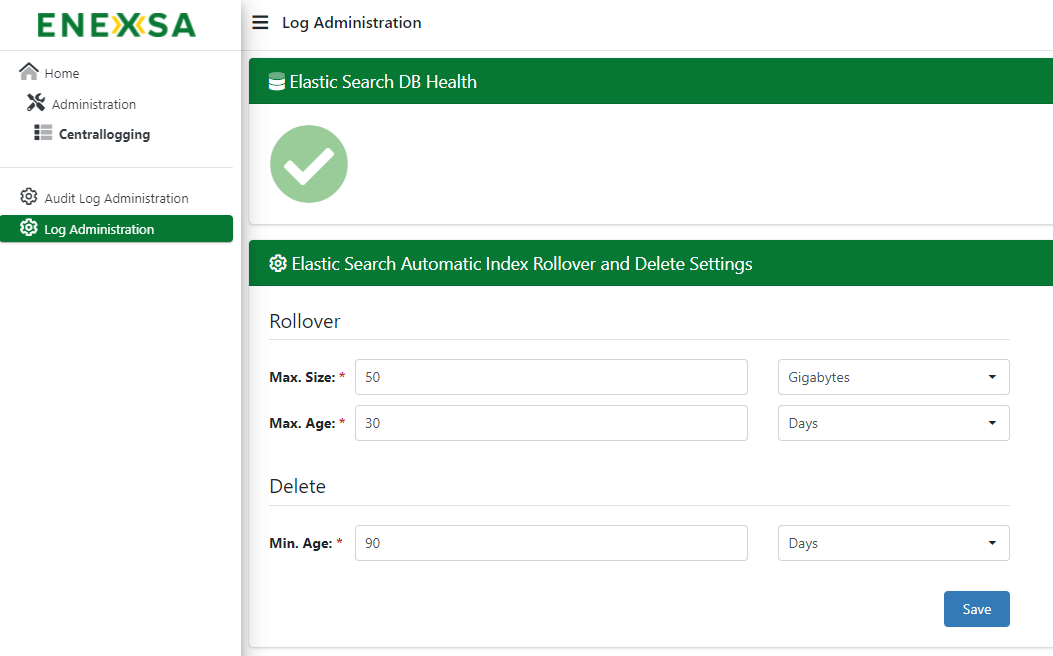 Elasticsearch Index Rollover and Delete Settings